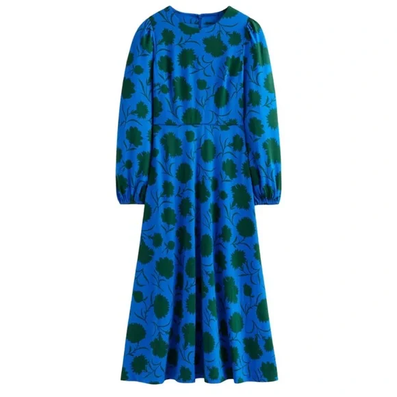 Boden 70s Blue Twisted Waist Jersey Dress Size 14R - Picture 4 of 10